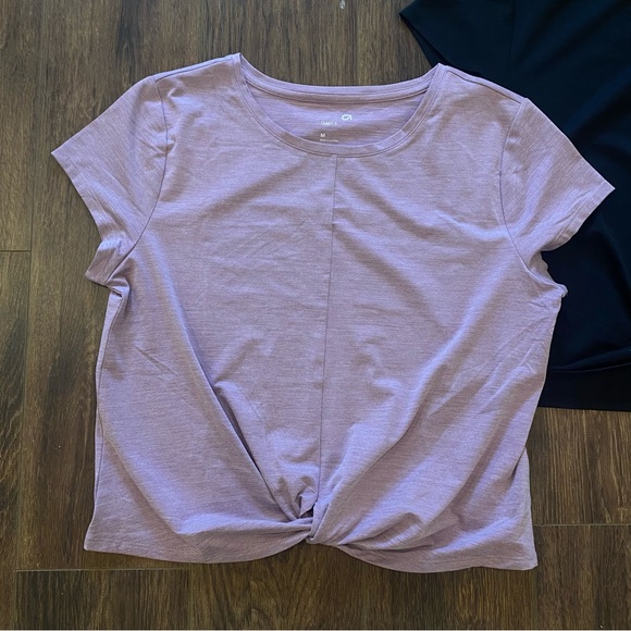 2 Gap Fit twist front tee shirts size med pink black cropped short sleeve crew - Picture 2 of 10